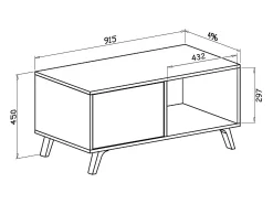 Mesa de café modelo WIND, cor Branco e Cinza Cimento, 92x50x45cm
