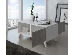 Mesa de café modelo WIND, cor Branco e Cinza Cimento, 92x50x45cm