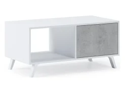 Mesa de café modelo WIND, cor Branco e Cinza Cimento, 92x50x45cm