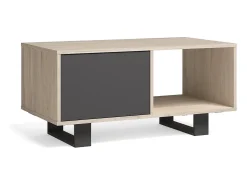 Mesa de café modelo WIND, cor Carvalho e Cinza antracite, 92x50x45cm.