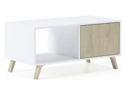 Mesa de café modelo WIND, cor Branco e Carvalho, 92x50x45cm