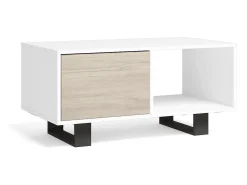 Mesa de café modelo WIND, cor Branco e Carvalho, 92x50x45cm