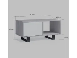 Mesa de café modelo WIND, cor Branco e Carvalho, 92x50x45cm