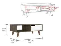 Mesa de café Oslo, com gaveta