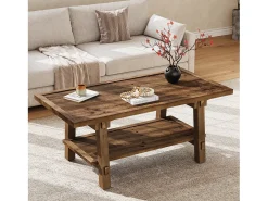 Mesa de Café para Sala de Estar, Mesa de Cocktail Central Rustica de 120cm com Pernas Firmes