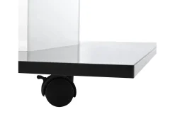 Mesa de café quadrada giratória - com LEDs ajustáveis e rodízios de freio - Painel de vidro e partículas - branco e preto - 80x80x40cm