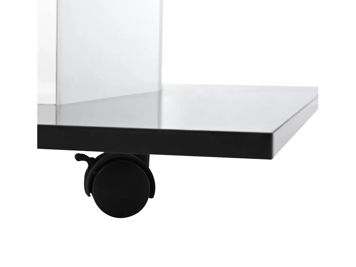 Mesa de café quadrada giratória - com LEDs ajustáveis e rodízios de freio - Painel de vidro e partículas - branco e preto - 80x80x40cm