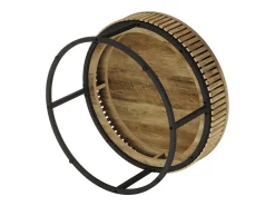Mesa de Café Redonda de 80 cm, Mesa de Centro de Cocktail Circular Rural para Sala de Estar, Marrom Claro