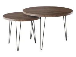 Mesa de café redonda LAPP conjunto Ø50 + Ø68 cm Carvalho Chocolate