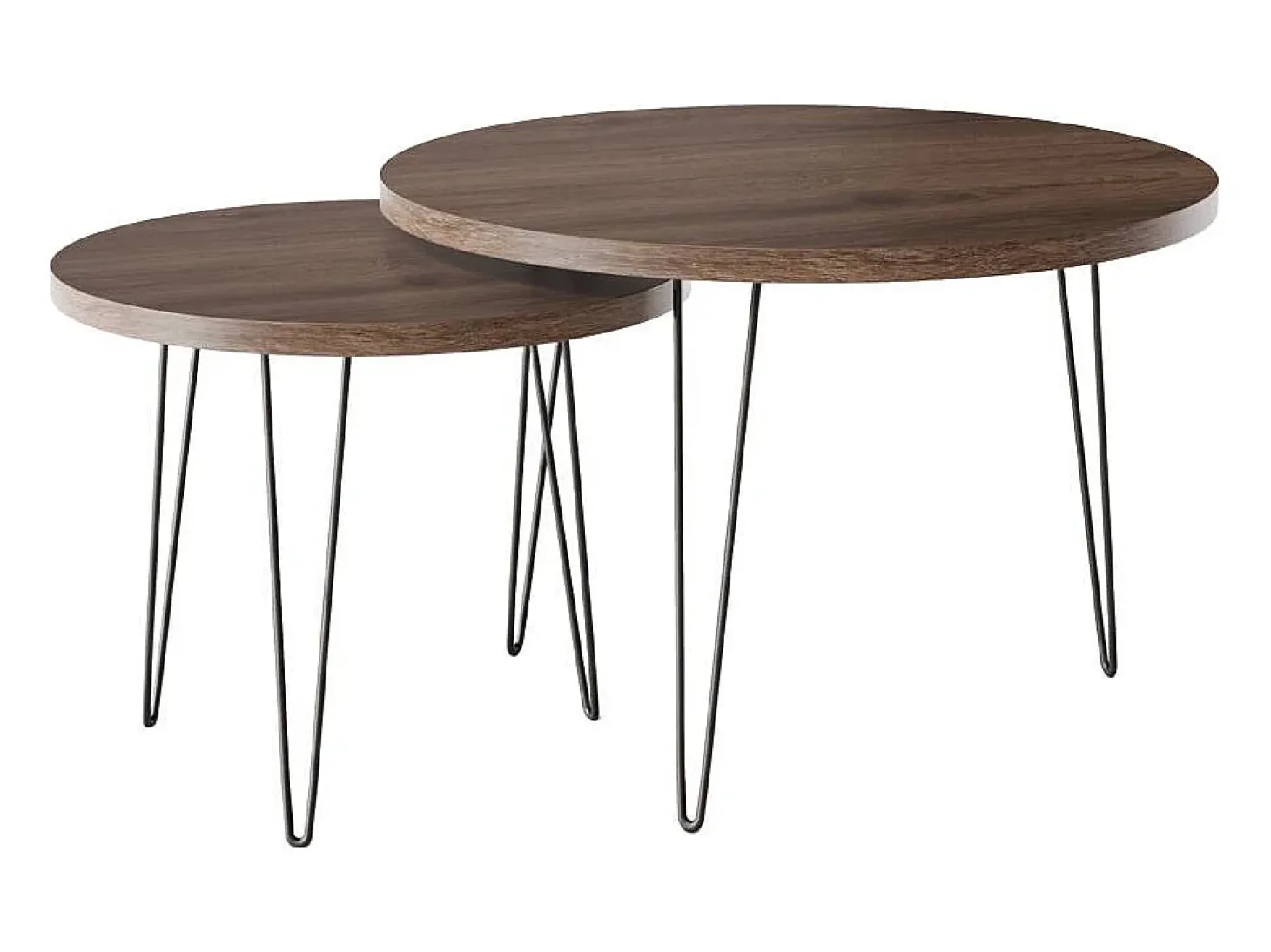 Mesa de café redonda LAPP conjunto Ø50 + Ø68 cm Carvalho Chocolate
