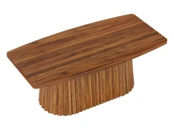 Mesa de Café Retangular, Mesa de Centro Decorativa Rustica de 120cm com Base Plissada