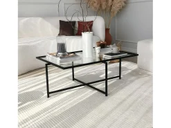 Mesa de café saLote Dionit, Mesa de café, Porta-revistas para sofá, Prateleira para sala de estar, 94x64h35 cm, Preto