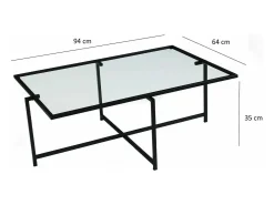 Mesa de café saLote Dionit, Mesa de café, Porta-revistas para sofá, Prateleira para sala de estar, 94x64h35 cm, Preto