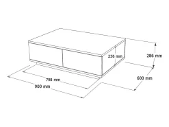 Mesa de caféAlotto Dnastasi, Mesa de café, Porta-revistas para sofá, Prateleira para sala de estar, 90x60h29 cm, Carvalho e Branco