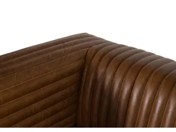 Mesa de canapés para 3 pessoas em couro estilo vintage com pés de aço.