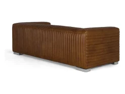 Mesa de canapés para 3 pessoas em couro estilo vintage com pés de aço.