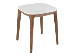 Mesa de canto quadrada em mármore de porcelana e nogueira 2133 ANGEL CERDA