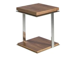 Mesa de canto quadrada em nogueira e aço cromado 2038 ANGEL CERDA