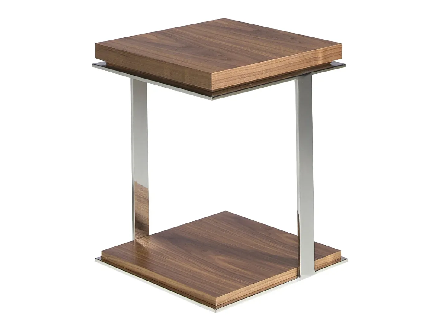 Mesa de canto quadrada em nogueira e aço cromado 2038 ANGEL CERDA
