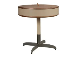 Mesa de canto redonda em couro sintético, nogueira e aço cinzento 2156 ANGEL CERDA