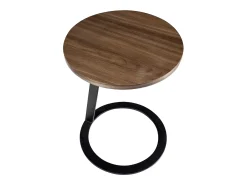 Mesa de canto redonda em nogueira e aço preto 2115 ANGEL CERDA