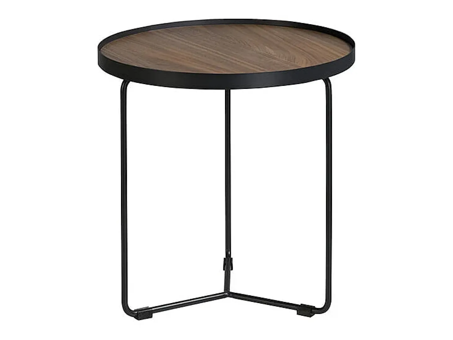 Mesa de canto redonda em nogueira e aço preto 2028 ANGEL CERDA