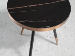 Mesa de canto redonda em mármore porcelânico e aço preto 2069 ANGEL CERDA