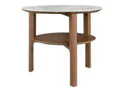Mesa de canto redonda em mármore de porcelana e nogueira 2047 ANGEL CERDA