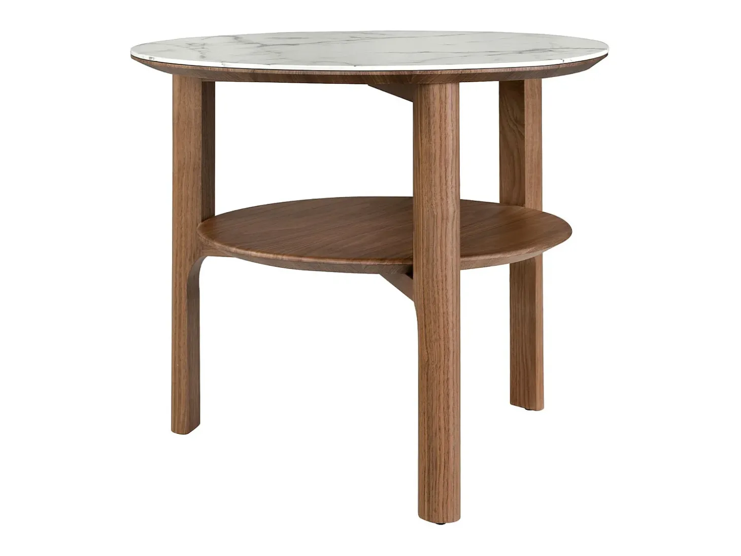 Mesa de canto redonda em mármore de porcelana e nogueira 2047 ANGEL CERDA