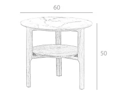 Mesa de canto redonda em mármore de porcelana e nogueira 2047 ANGEL CERDA