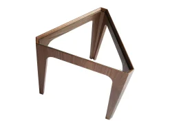 Mesa de canto triangular em vidro temperado e nogueira 2107 ANGEL CERDA