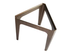 Mesa de canto triangular em vidro temperado e nogueira 2107 ANGEL CERDA
