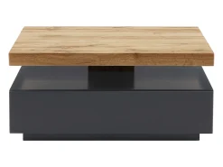 Mesa de centro - 1 gaveta e tampo giratório - MDF - Cor: antracite e carvalho. KYRIA