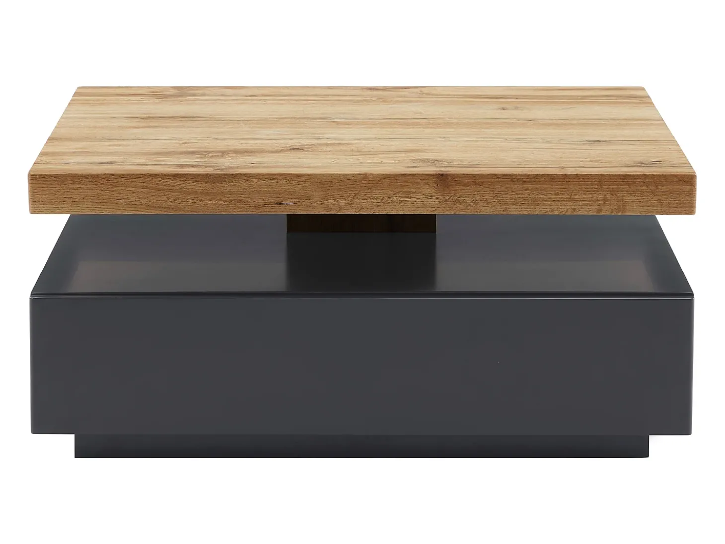 Mesa de centro - 1 gaveta e tampo giratório - MDF - Cor: antracite e carvalho. KYRIA