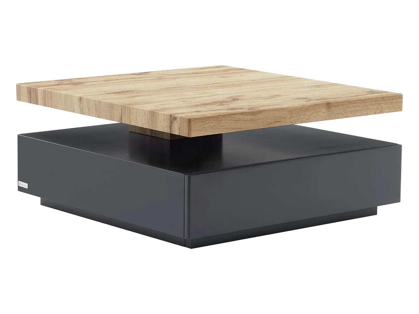 Mesa de centro - 1 gaveta e tampo giratório - MDF - Cor: antracite e carvalho. KYRIA