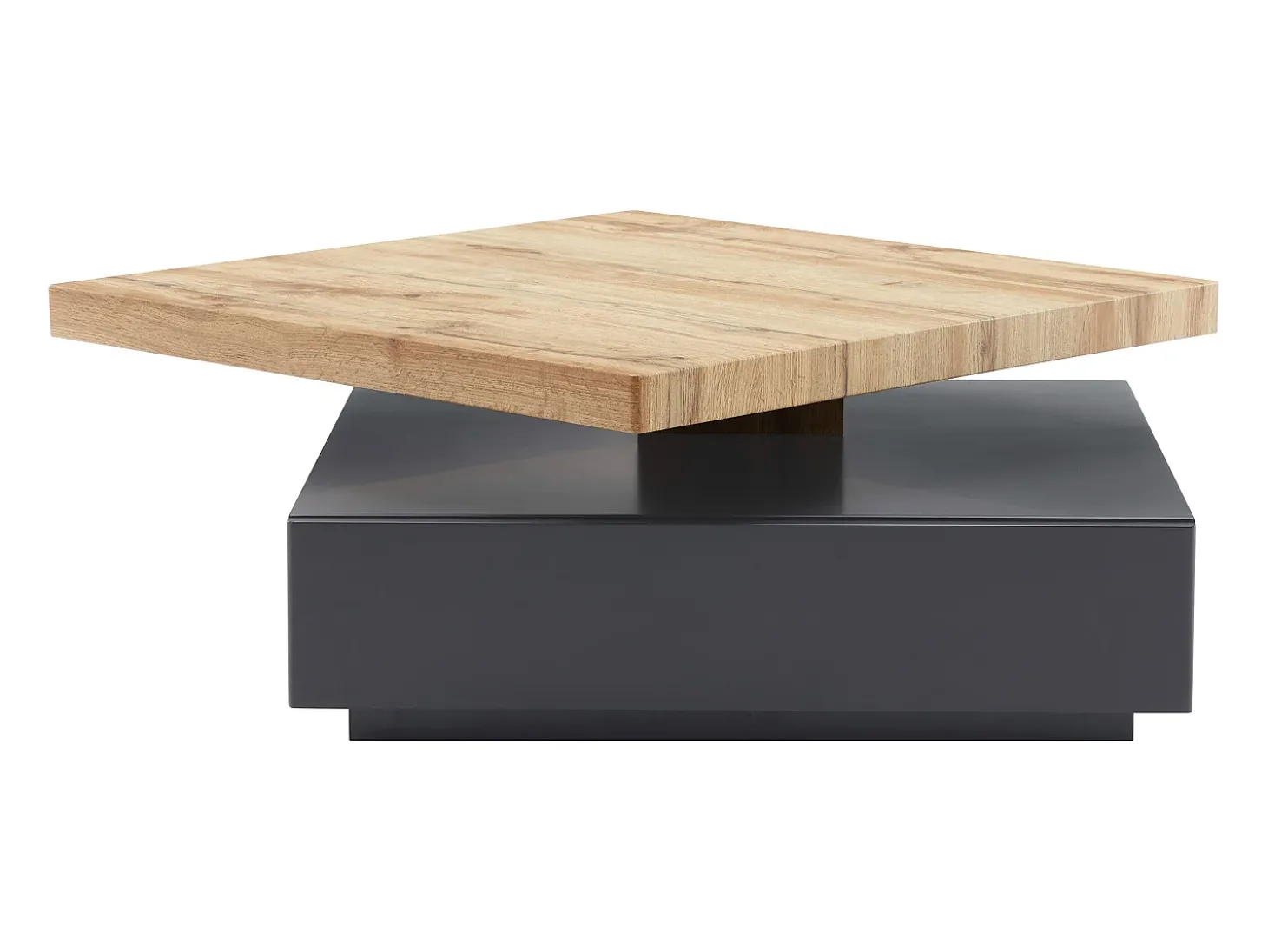 Mesa de centro - 1 gaveta e tampo giratório - MDF - Cor: antracite e carvalho. KYRIA