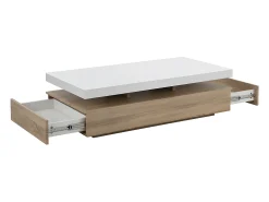 Mesa de centro - 2 gavetas - MDF - Cor: carvalho e lacado a branco. FELIX