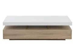 Mesa de centro - 2 gavetas - MDF - Cor: carvalho e lacado a branco. FELIX