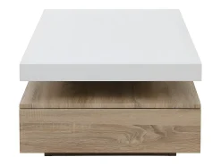 Mesa de centro - 2 gavetas - MDF - Cor: carvalho e lacado a branco. FELIX
