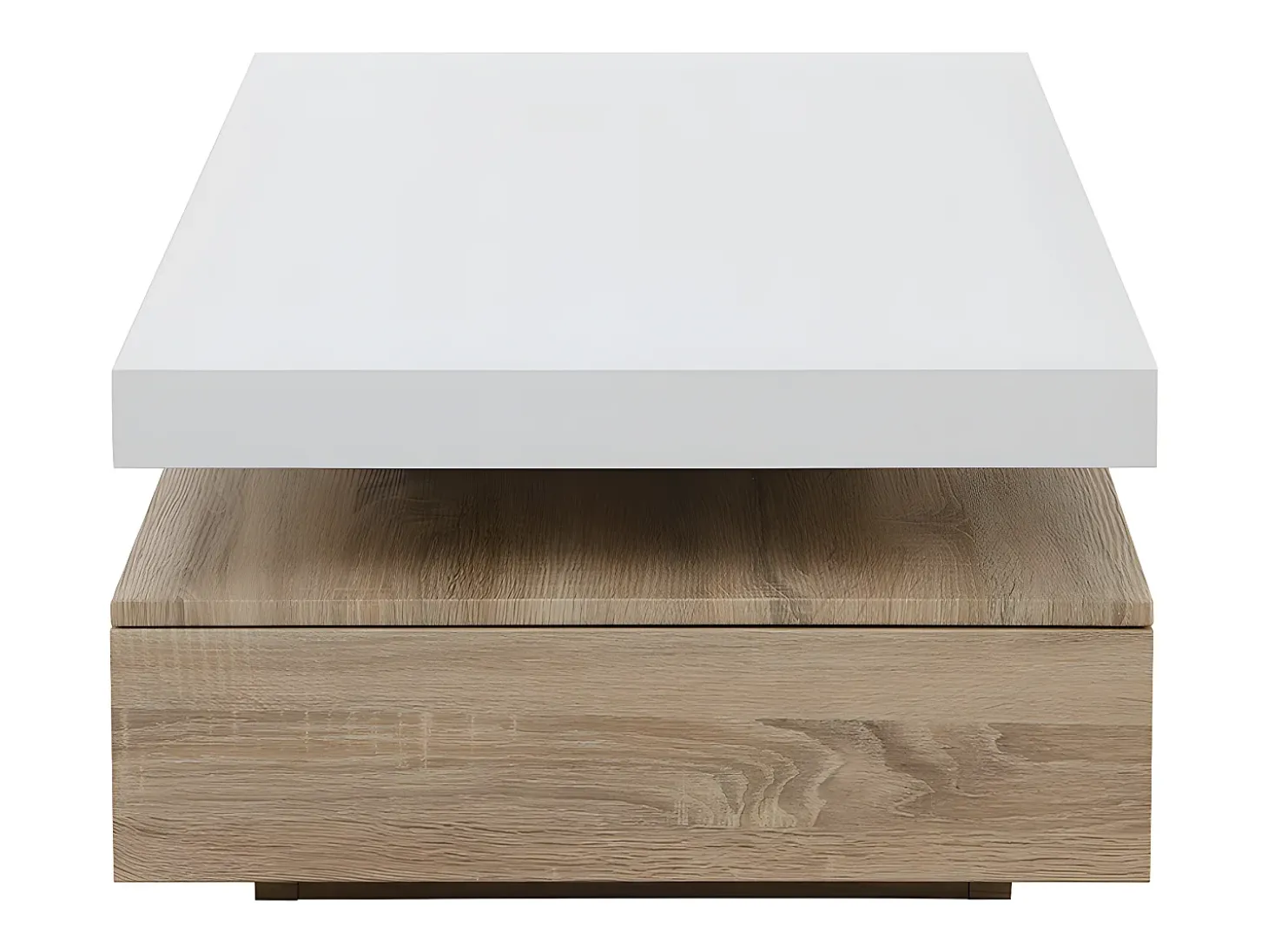Mesa de centro - 2 gavetas - MDF - Cor: carvalho e lacado a branco. FELIX