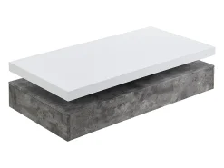 Mesa de centro - 2 gavetas - MDF - Cor: cinza cimento e lacado a branco. FELIX