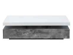 Mesa de centro - 2 gavetas - MDF - Cor: cinza cimento e lacado a branco. FELIX