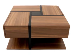 Mesa de centro - 4 gavetas - espaço de arrumação na parte inferior - 78x78x36cm - Natural