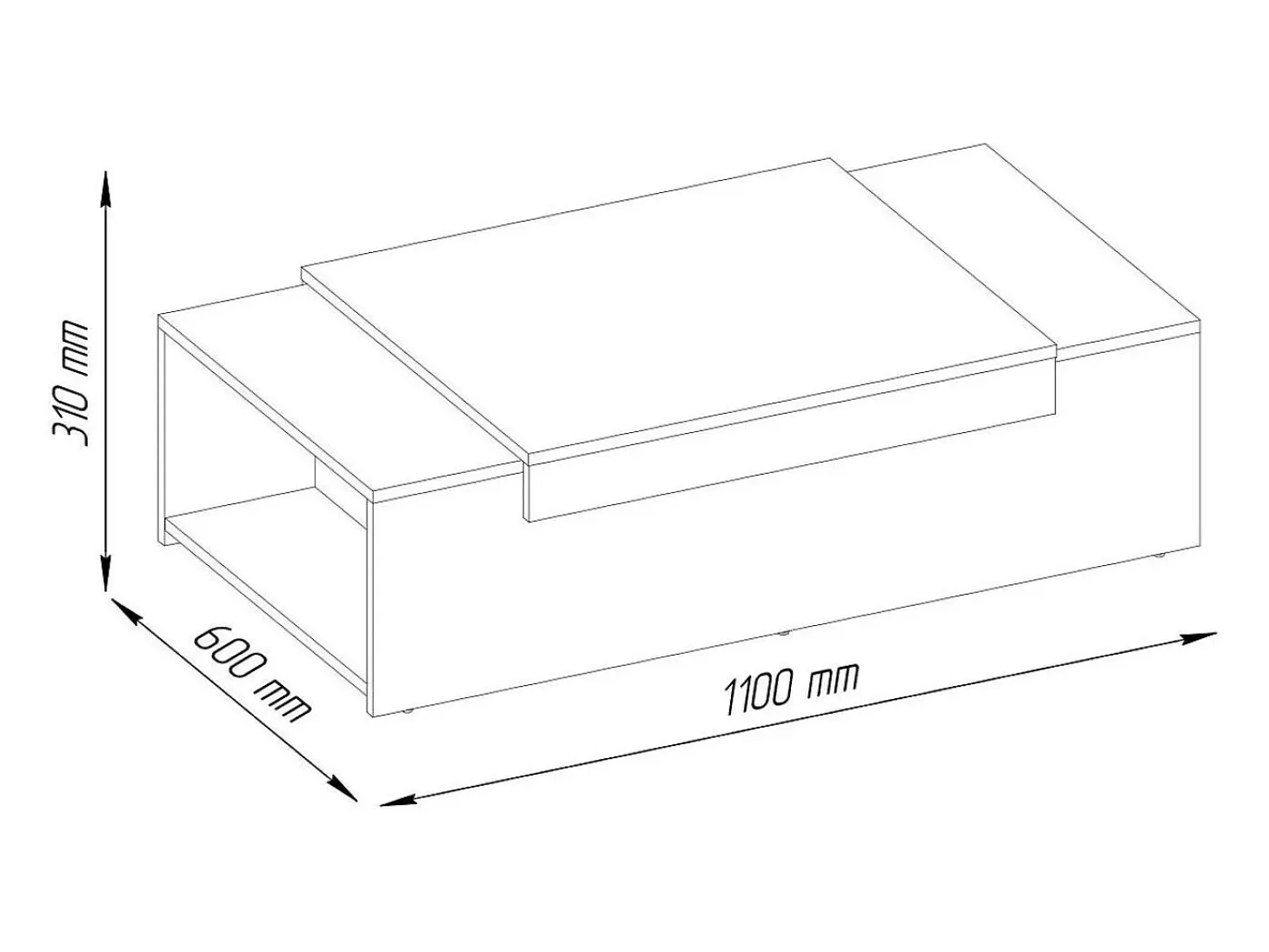 Mesa de centro - aglomerado - branco e carvalho - TRAGI