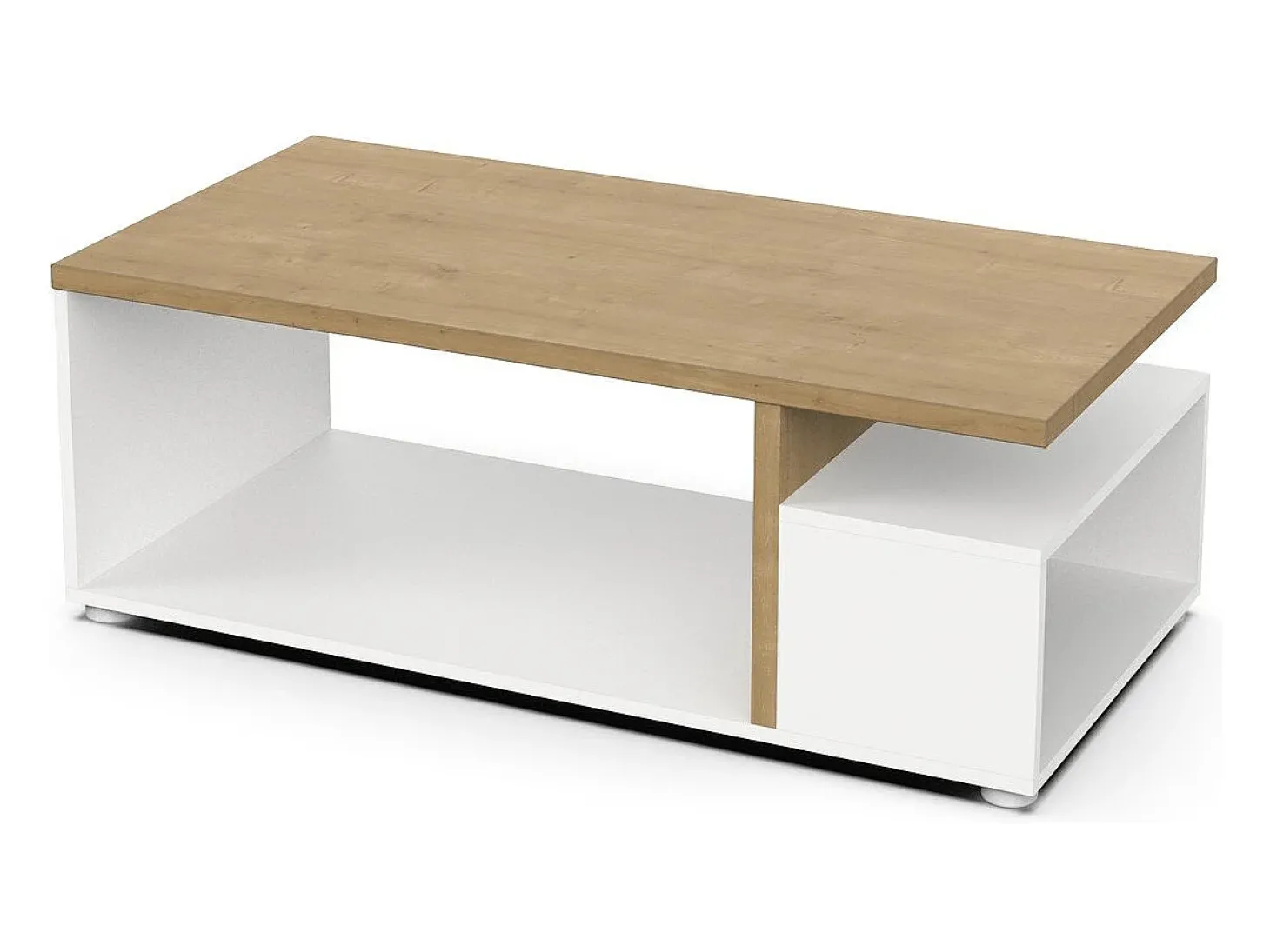 Mesa de centro - aglomerado - branco e carvalho - CASES