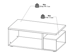 Mesa de centro - aglomerado - branco e carvalho - CASES