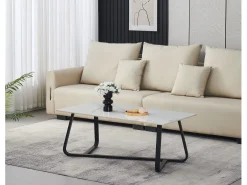 Mesa de centro - cerâmica - branco'ouro - SORAL