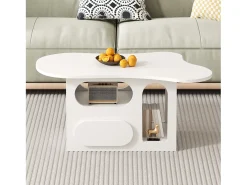 Mesa de centro 97×45×43,5 cm - com compartimento de armazenamento aberto - com 1 gaveta - branco
