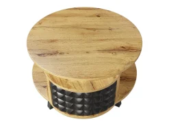 Mesa de centro - com arrumação interior giratória - Natural e Preto
