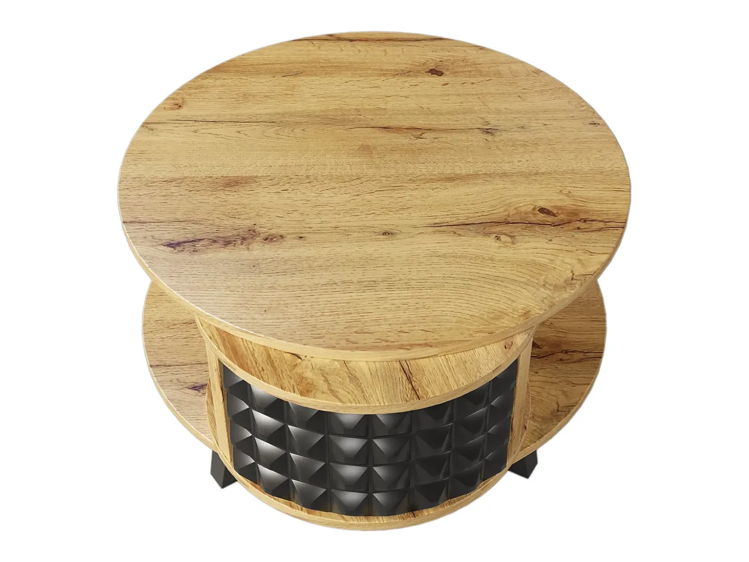 Mesa de centro - com arrumação interior giratória - Natural e Preto